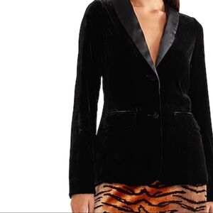 Cami NYC The Emmie Black Velvet Blazer Silk Blend Button Front Size Large L